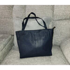 🆕Women Navy Blue Genuine Leather Work Shoulder Laptop Compartment‎ Handbag